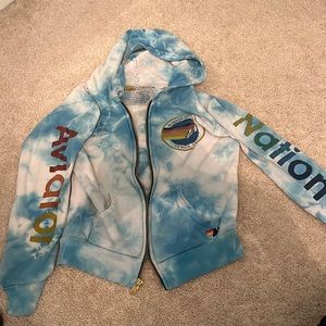 Aviator nation kids size 12, blue and white tie dye.